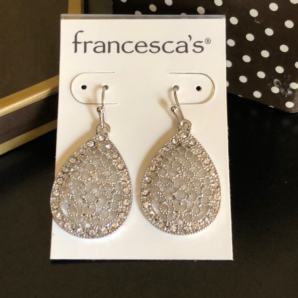 Elegant Tear Drop Silver Tone Earrings